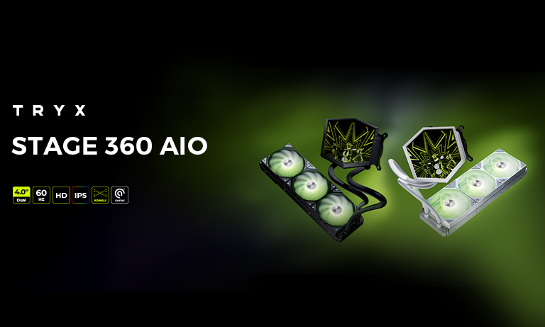 TRYX STAGE ARGB - 360 mm-es AIO hűtő dupla kijelzővel